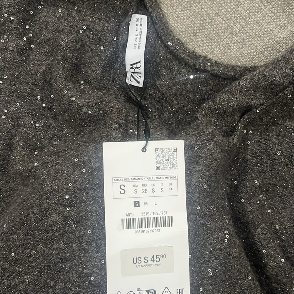 ZARA SEQUIN KNIT SWEATER - Picture 7 of 9